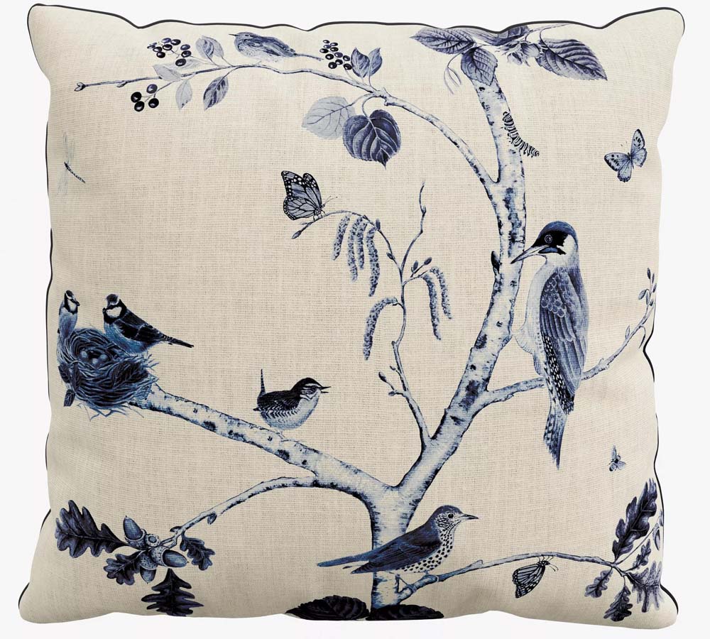 Woodland Chorus Blue Grey Cushion
